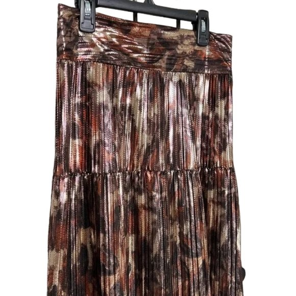 Ba&sh NEW Women's Metallic Poly Violet Tiered Pleated Midi Skirt Size 8 - Picture 7 of 16